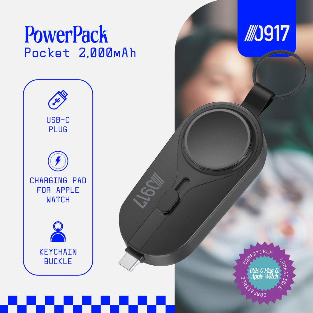 0917 Power Pack Pocket 2000mAh Powerbank with Wireless Charging for Apple Watch