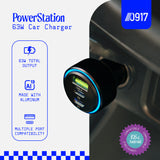 0917 Power Station 63W Car Charger with Dual USB-C and USB-A Ports