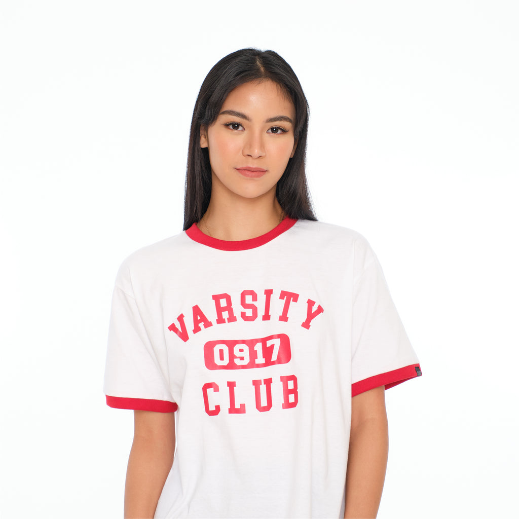 0917 Varsity Ringer Shirt - White/Red