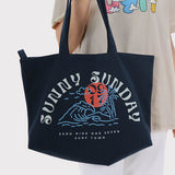 0917 Every Sunday Canvas Tote Bag (Navy Blue)