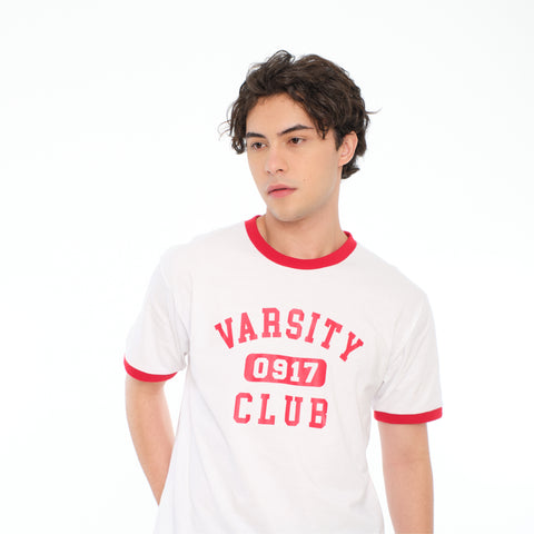 0917 Varsity Ringer Shirt - White/Red