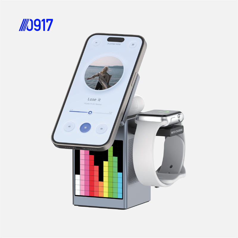 0917 PowerStation DeskPro with Built-in Clock and Bluetooth Speaker