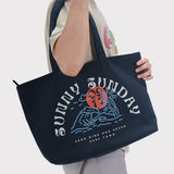 0917 Every Sunday Canvas Tote Bag (Navy Blue)
