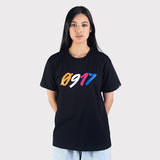 0917 Cross Logo Graphic T-Shirt Black Female Front