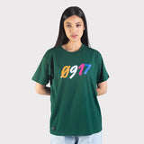 0917 Cross Logo Graphic T-Shirt Green Female Front